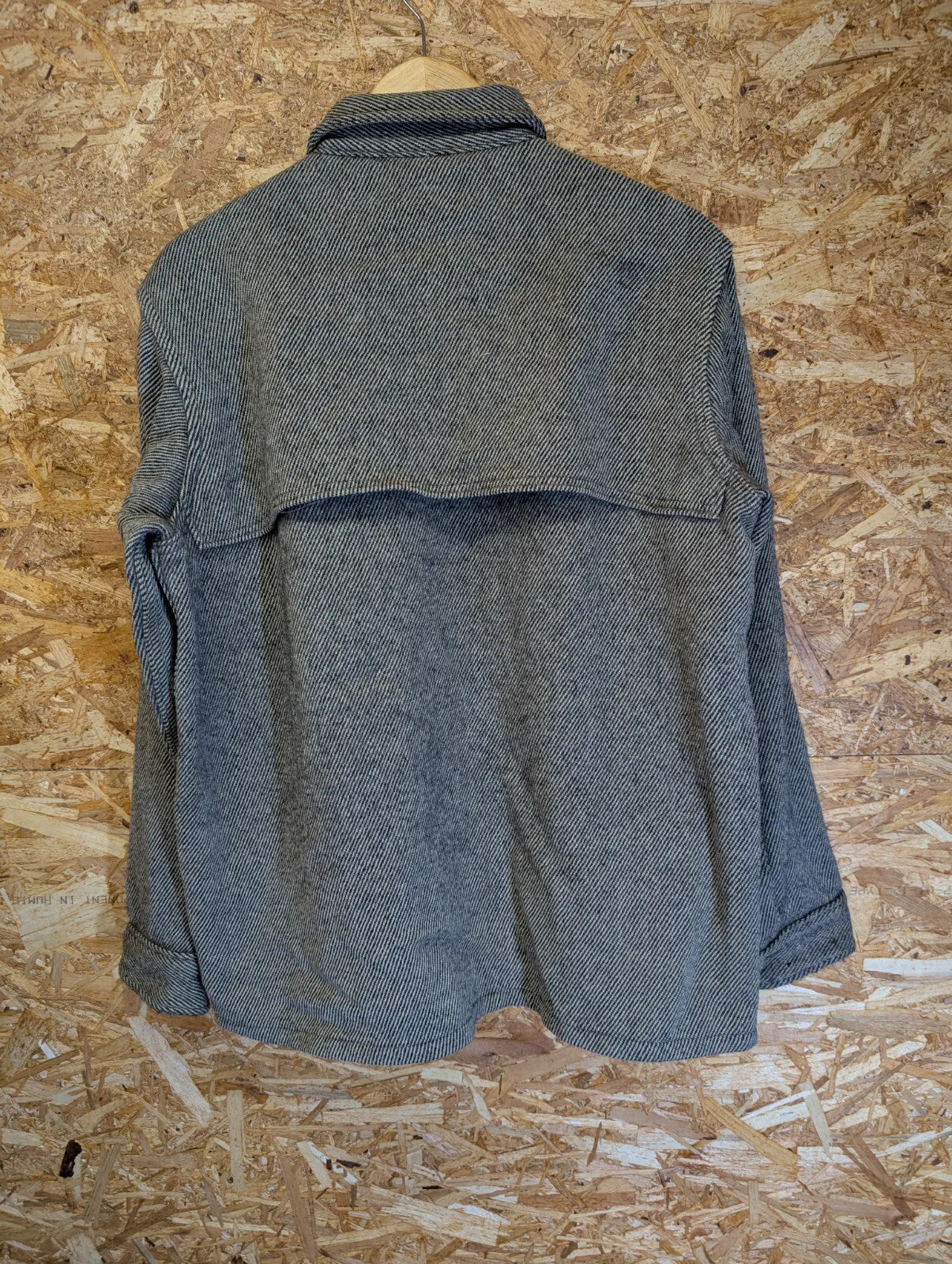 Vintage Woolrich Mackinaw Jacket Mens Large Grey Herringbone Overshirt USA 80s