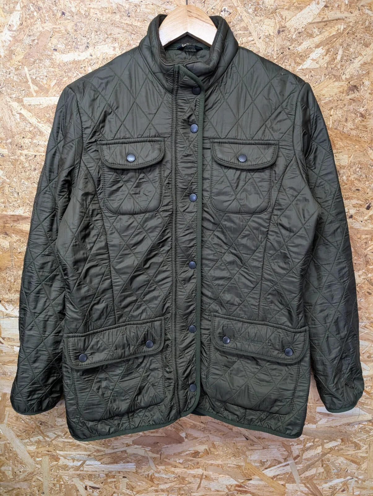 Barbour L1800 Utility Quilt Jacket Womens UK16 Olive Green Thermal Fleece Padded