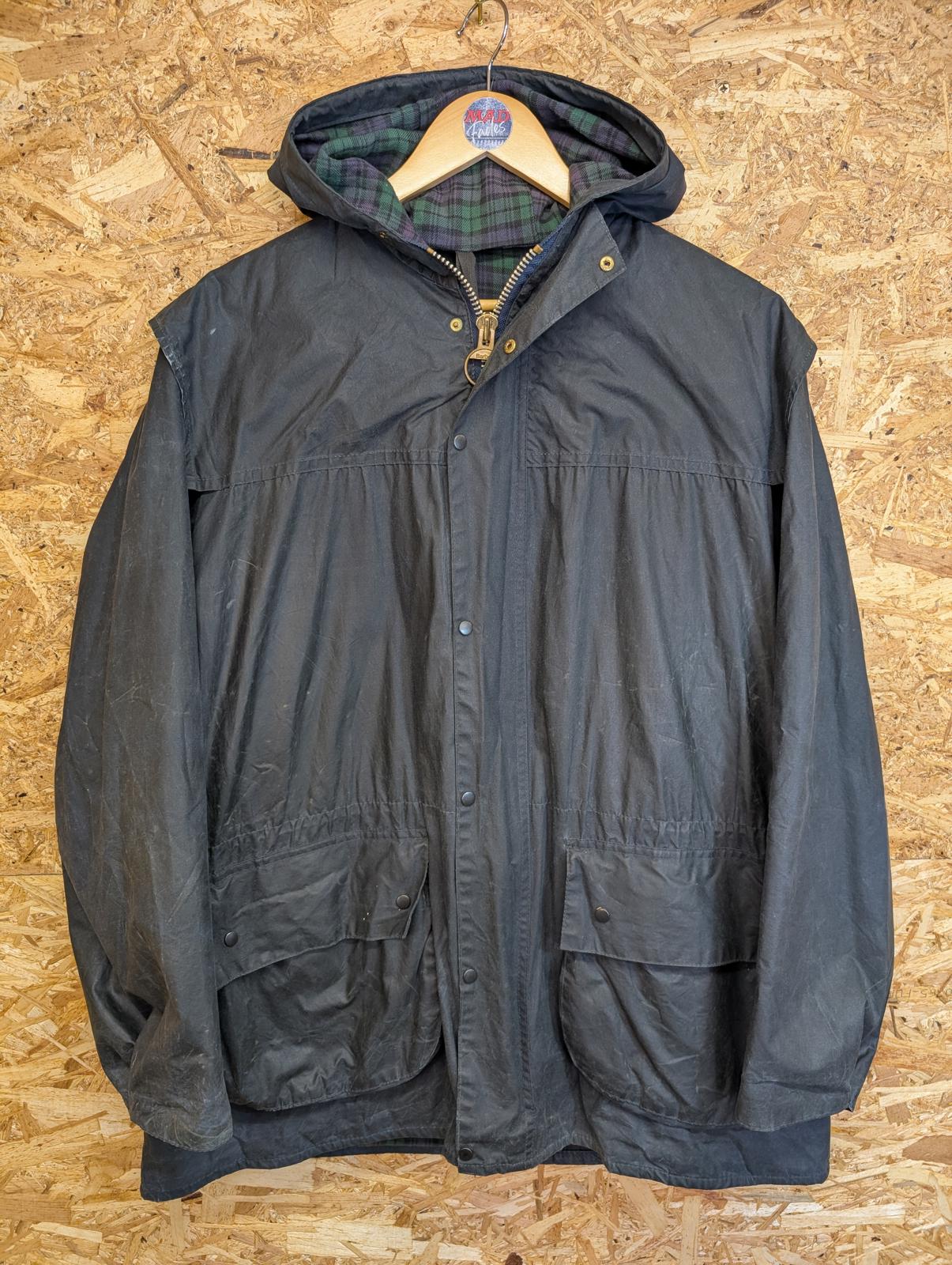 Barbour A6 Lined Durham C36 91cm Vintage Wax Jacket 90s Falklands Rare Hood