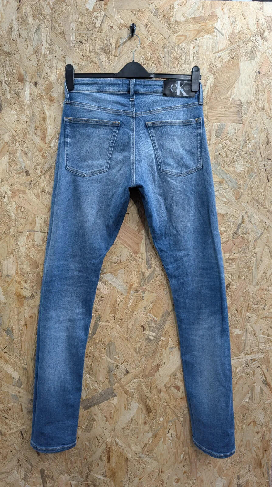Calvin Klein Jeans CK Slim Mens W32 L34 Mid Blue Wash Denim Zip Fly Straight Leg