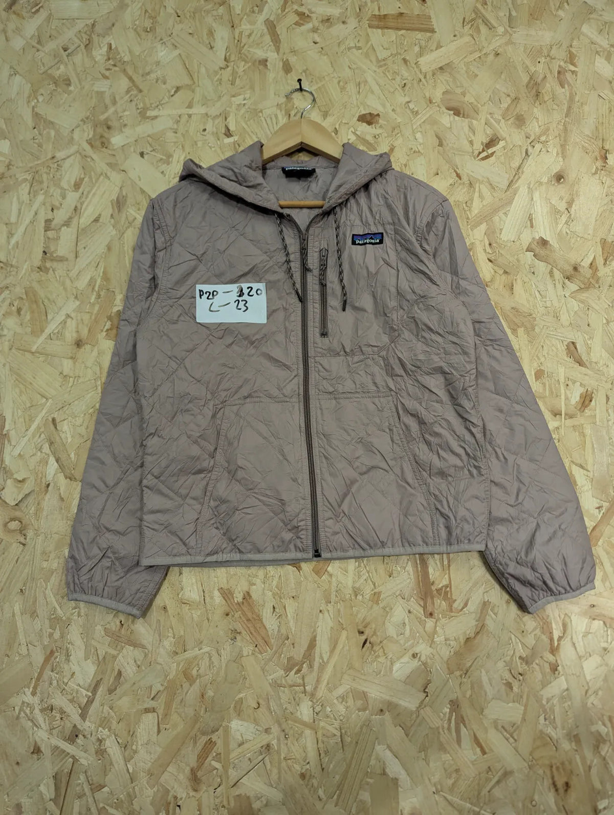 Patagonia Diamond Quilted Bomber Hoody Jacket Womens Small Pink Hooded Padded