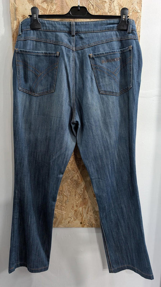 Burberry London Jeans Size 12 W32 L28 Women Bootcut Mid Blue Denim Embellished