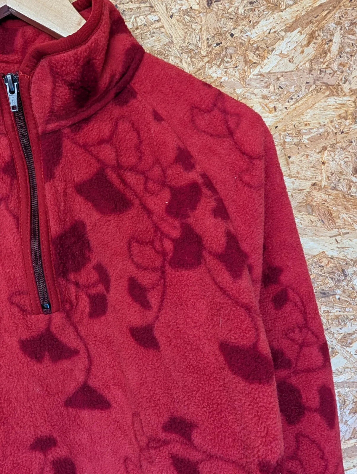 Patagonia Synchilla Fleece Womens XL Red Floral 1/4 Zip Pullover Snap-T Vintage