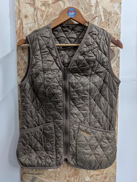 Barbour Betty Interactive Liner Women UK 10 Quilted Waistcoat Chocolate Brown