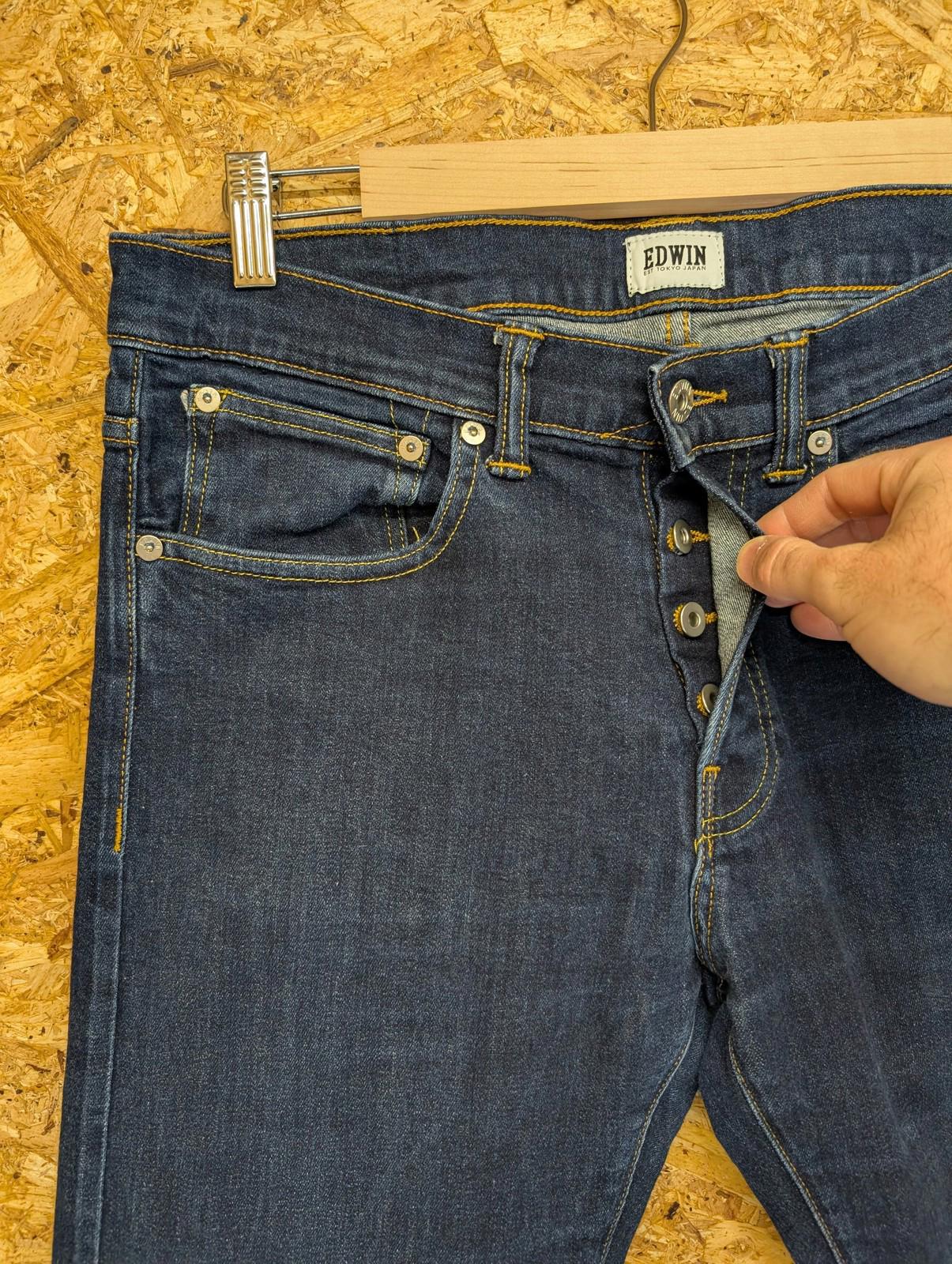 Edwin ED-80 Slim Selvedge Jeans W32 L32 Men Skinny Fit Dark Wash Denim Navy Blue