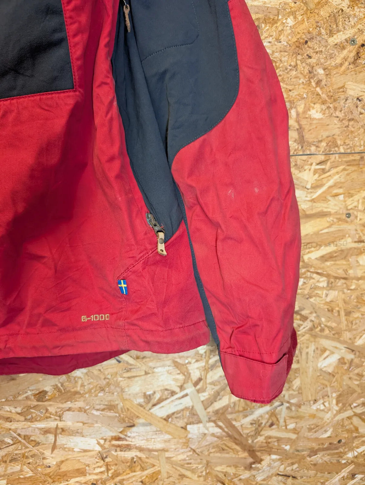 Fjallraven G1000 Keb Jacket Mens XL Red Black Greenland Wax Hiking Walking
