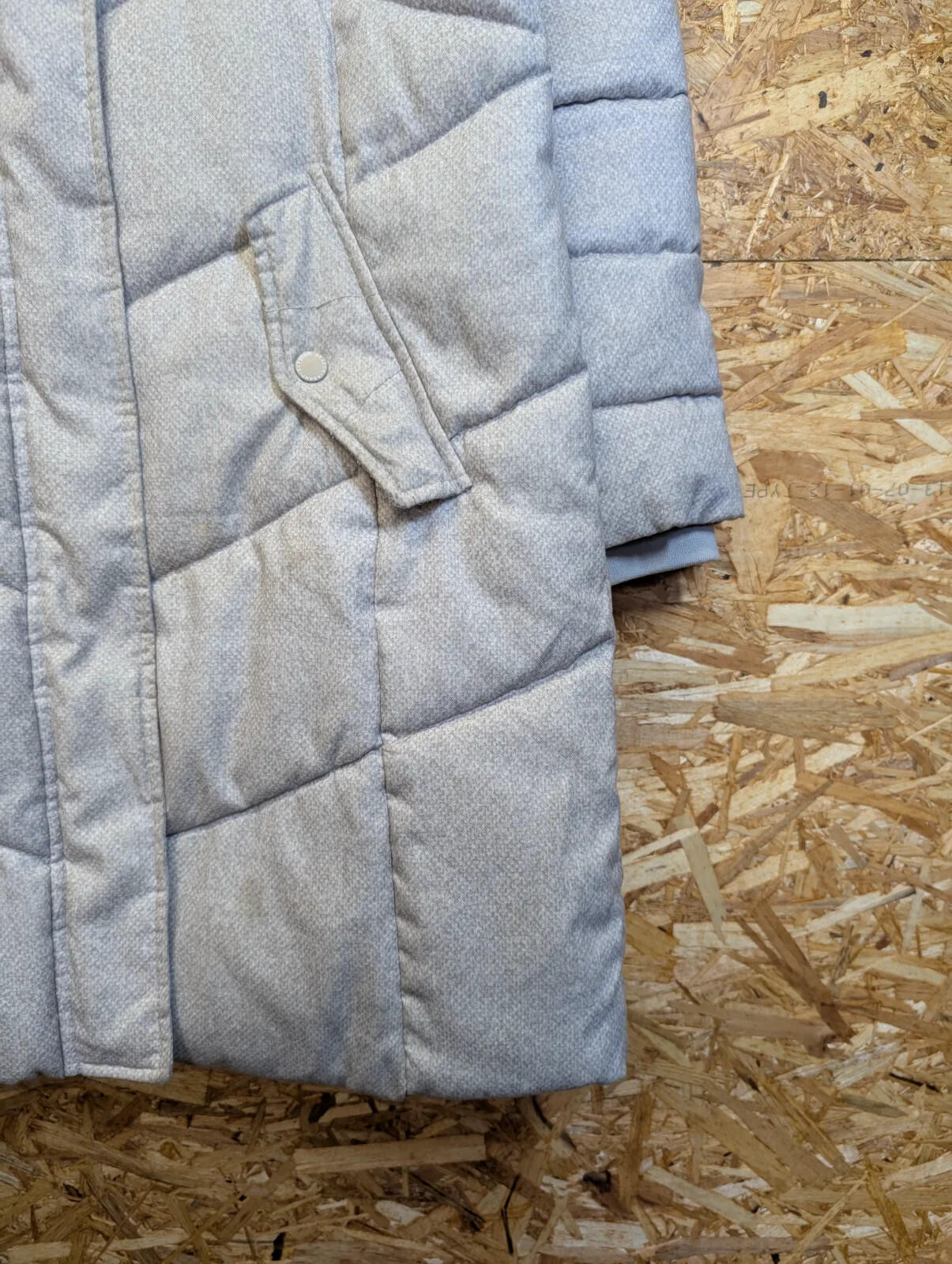 Barbour Sternway Quilted Coat Size 12 Womens White Grey Hooded Parka Beacon Long