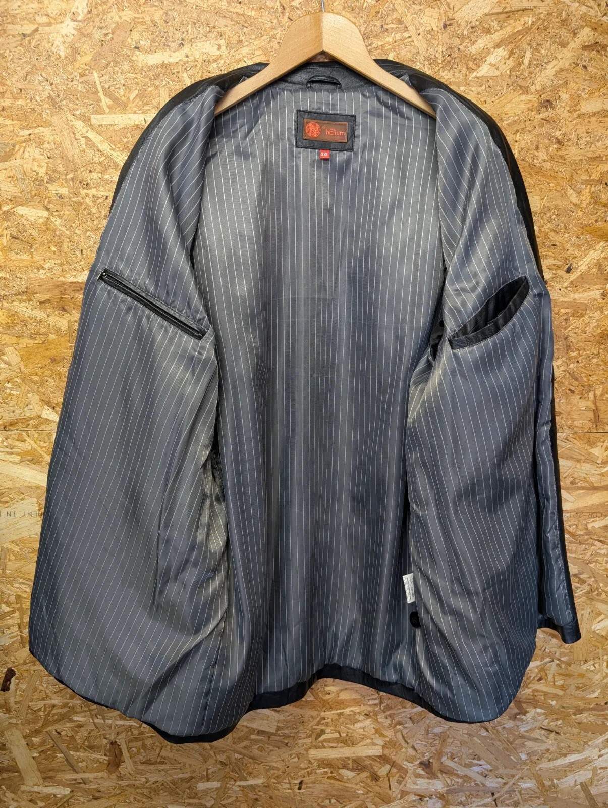 Helium Soft Leather Jacket Mens 3XL Black Button Up Long Blazer Y2K Vintage