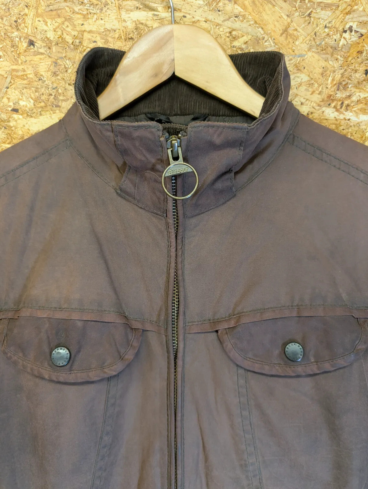 Barbour Cameron Coat Womens UK10 Brown Waxed Cotton Quilted Belted Full Zip