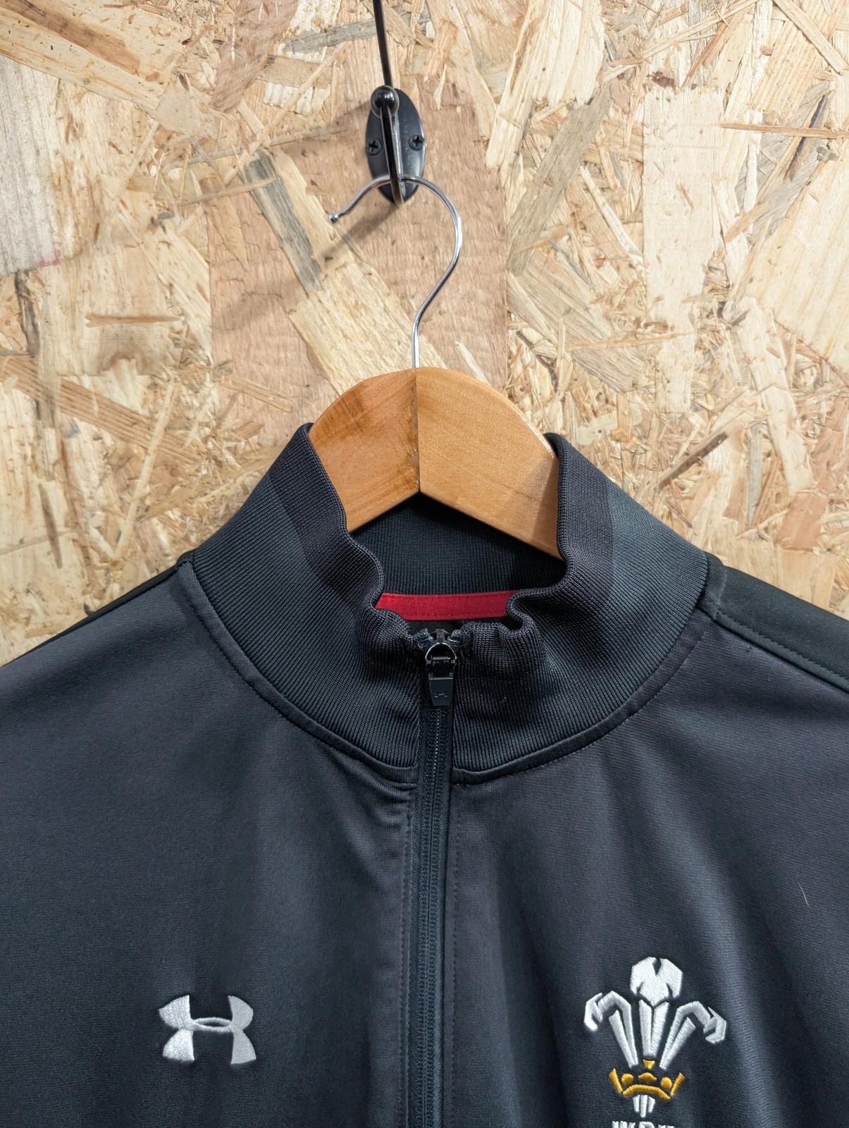 Under Armour WRU Drill Jacket Medium Men Trackie Top Welsh Rugby Black Grey