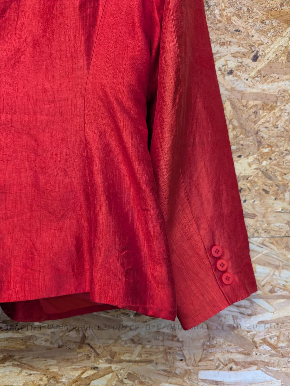 Vintage DKNY Silk Blazer Womens Size 6/8 Red Silk Long Sleeve Button Up 80s