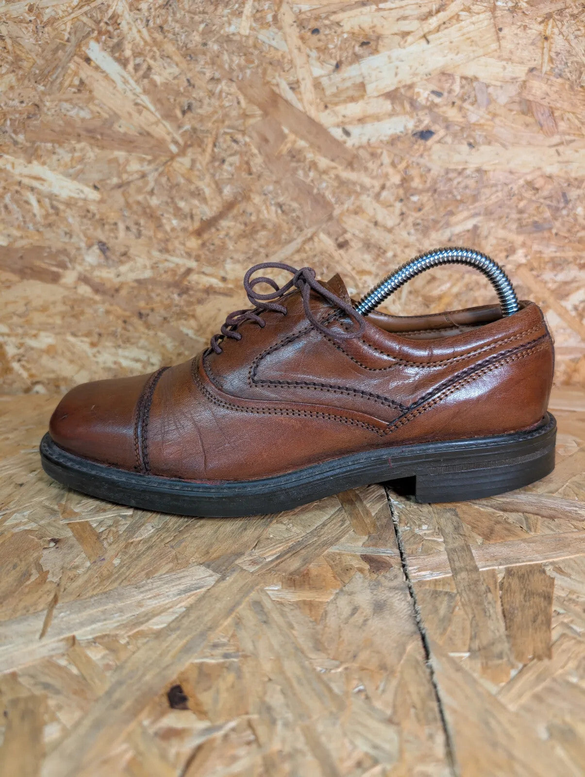 Oakridge Derby Shoes Mens UK6 Brown Leather Brogue Lace Up Dress Shoes Vintage