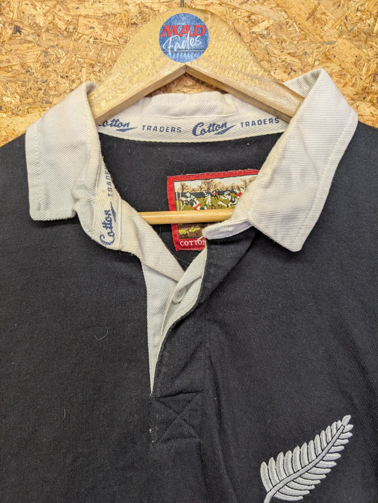 New Zealand Rugby Shirt Men Large Cotton Traders Polo All Blacks Embroidered 90s