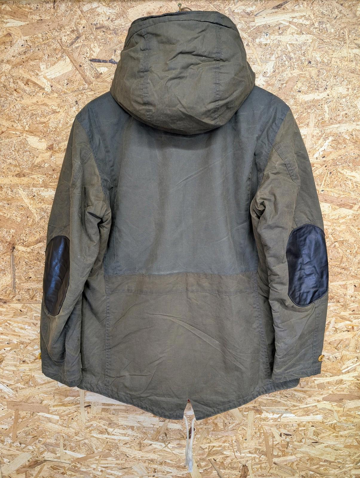 Barbour Game Parka Jacket Large Men Wax Cotton Olive Green Fleece Lined Coat