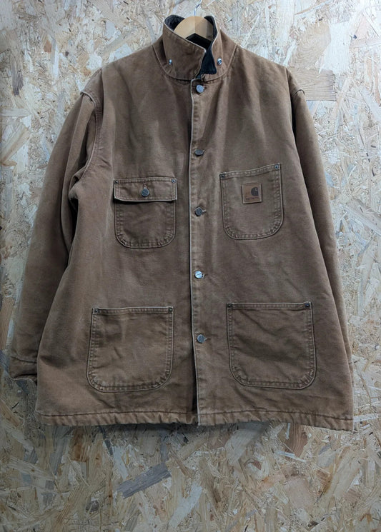 Carhartt Chore Jacket Mens XL Regular Brown Canvas Cord Collar Work Wear Duck
