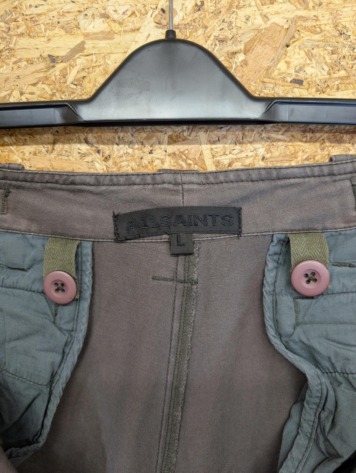 All Saints Baggy Zip Trousers W34 L31 Bondage Khaki Green Army Relaxed Y2K