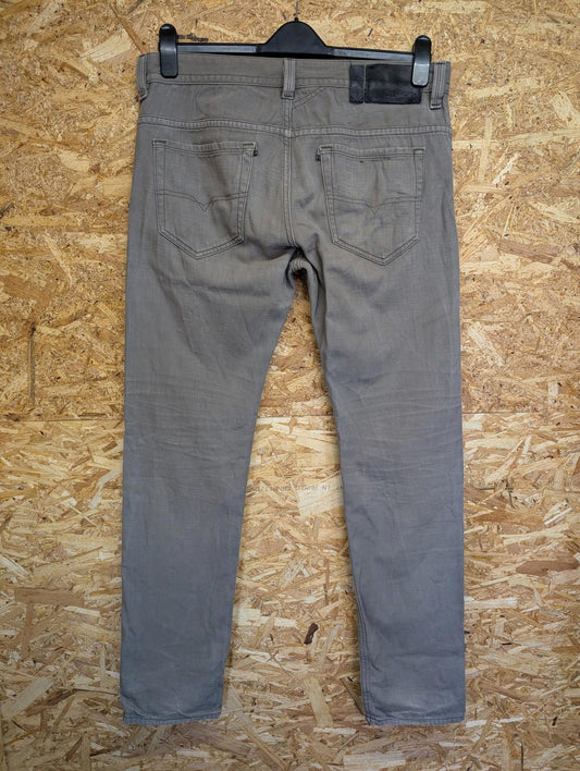 Diesel Thavar Jeans W34 L33 Men Slim-Skinny Grey Cotton Denim 0801D Distress Zip
