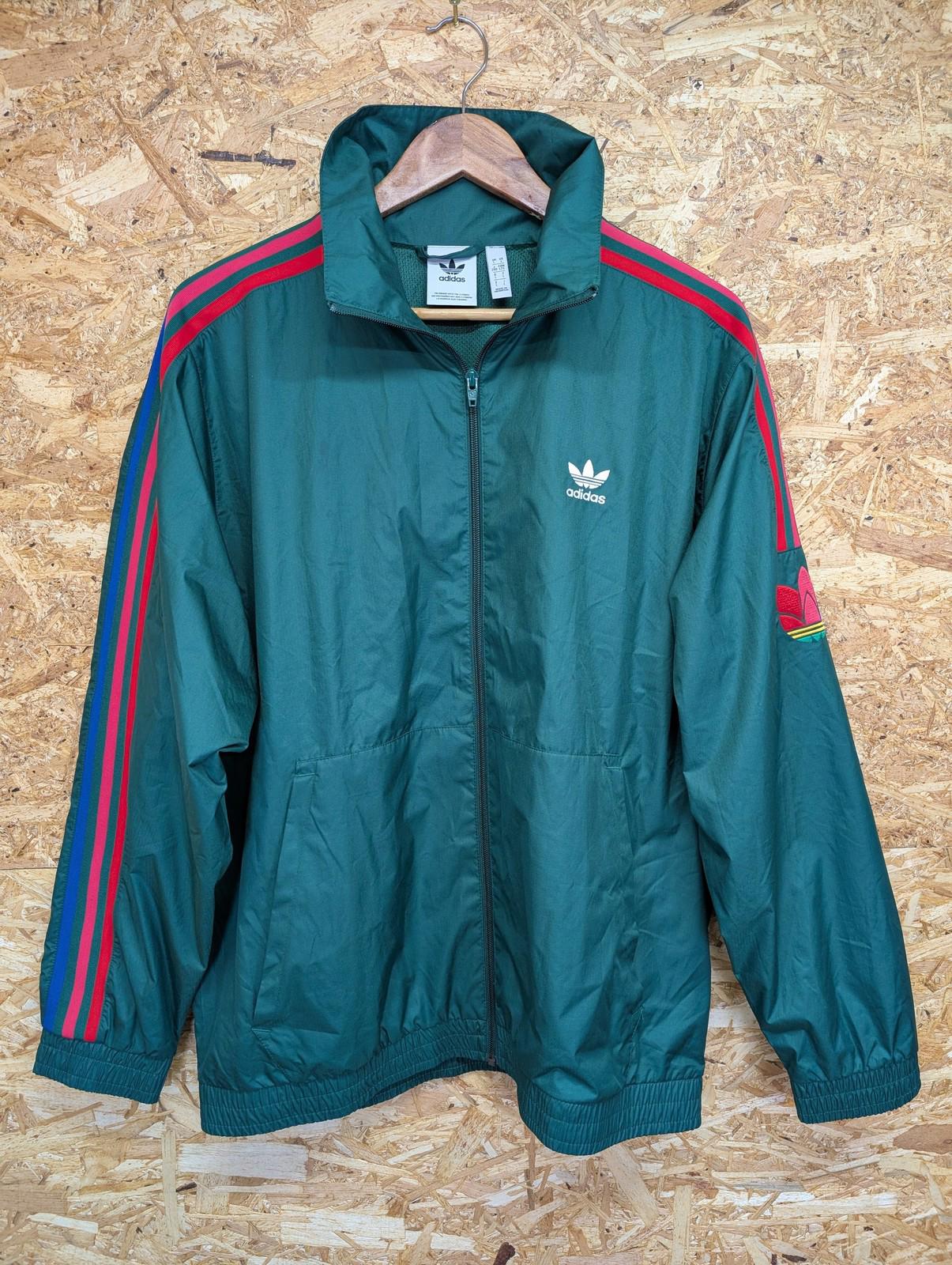 Adidas Originals Track Jacket Mens 3D Trefoil Large Retro Stripe Green Blue Red
