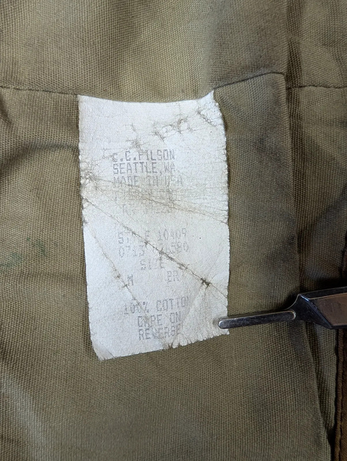 Filson Cover Cloth Mile Marker Coat Mens M Brown Zip 10409 USA Made Lined Wax