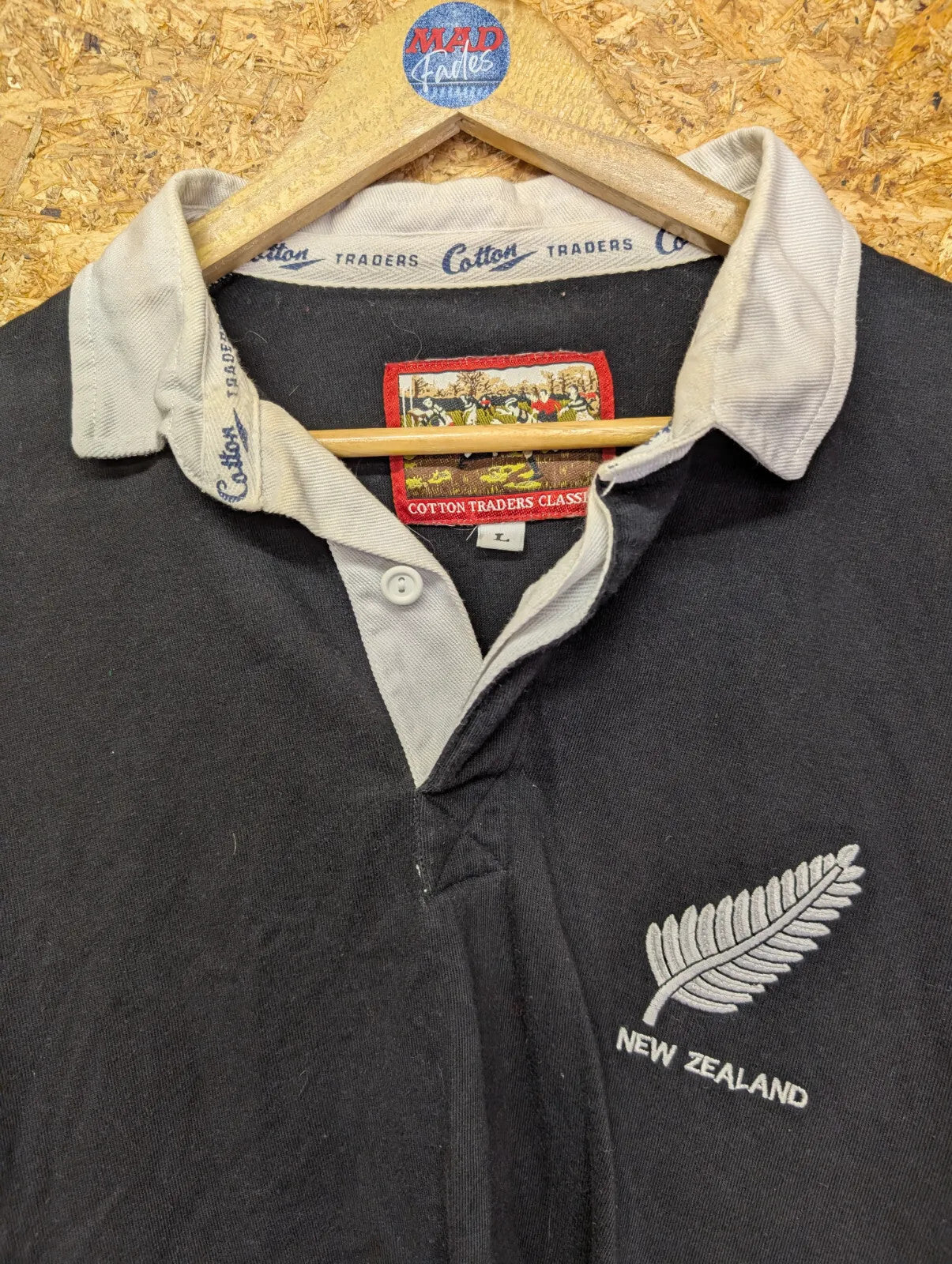 New Zealand Rugby Shirt Men Large Cotton Traders Polo All Blacks Embroidered 90s