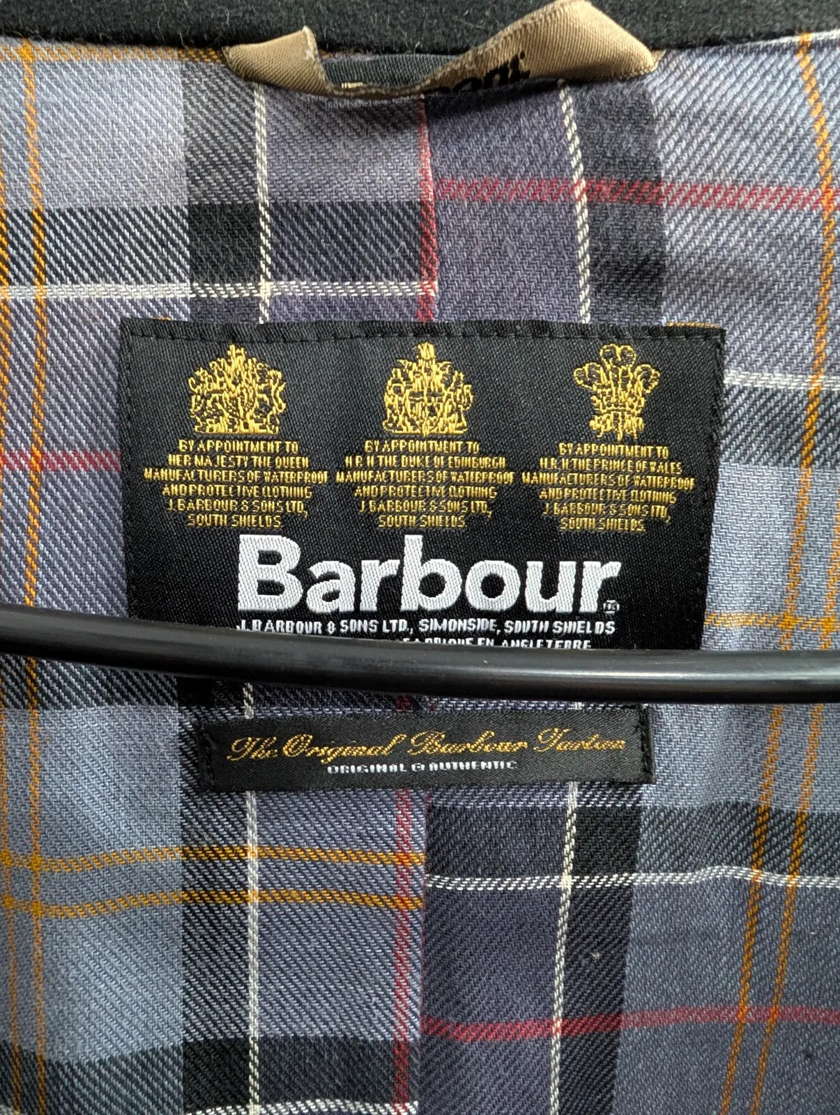 Barbour Utility Jacket Womens UK16 Black Waxed Cotton Plaid Waterproof Pockets