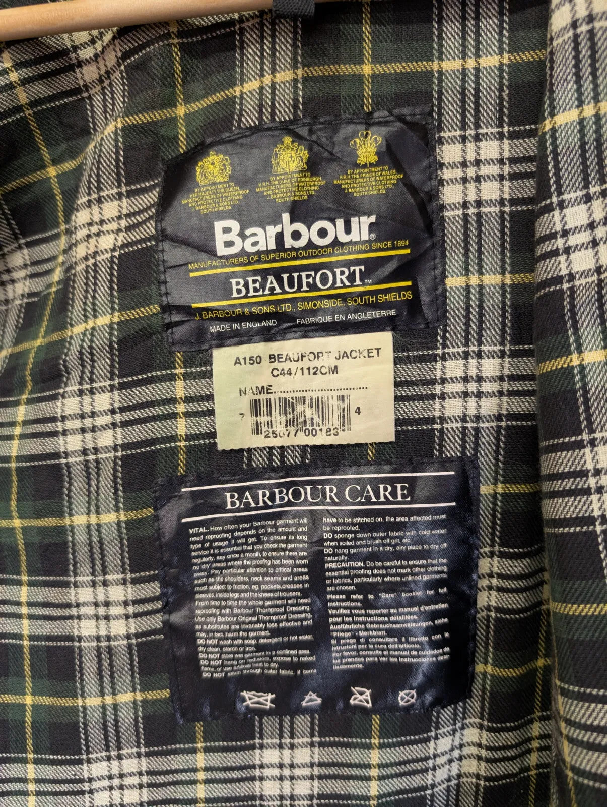 Vintage Barbour Beaufort Wax Jacket Men XL C44 112cm Olive Green A150 Cotton 90s