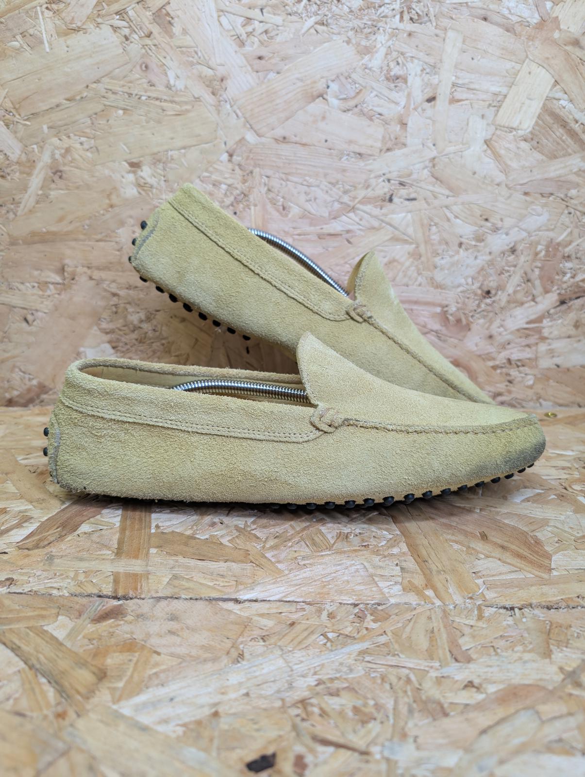 Tods Yellow Suede Gommino Mens 9 UK 43 EU Driving Shoes Slip On Leather Boxed