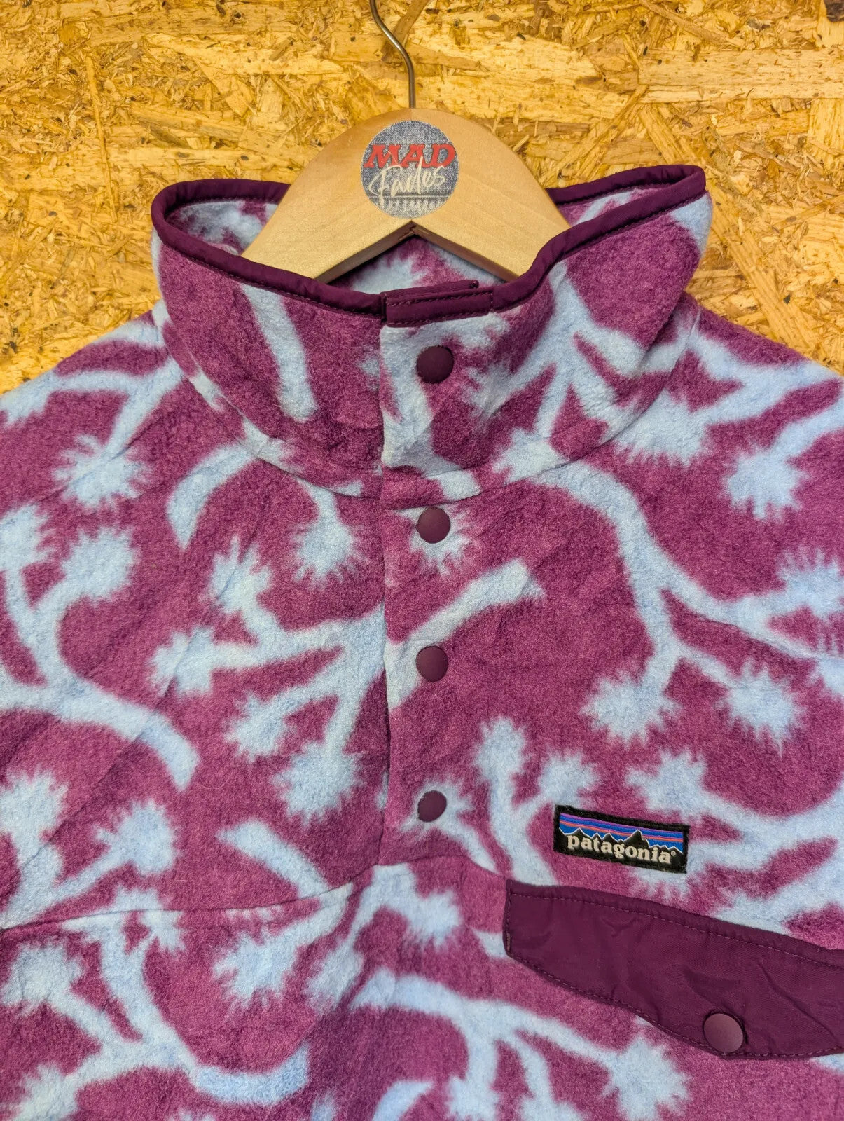 Patagonia Synchilla Fleece Large Pullover Purple Blue Snap-T Joshua Tree Pattern
