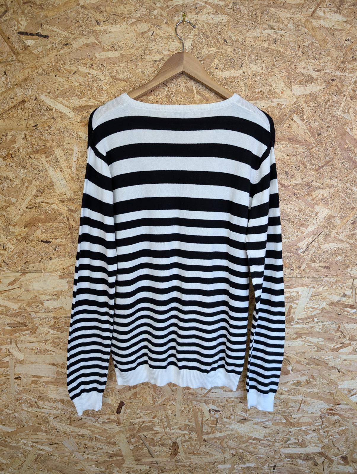 Peoples Market Knit Jumper Black White Stripe Size 14 Medium New