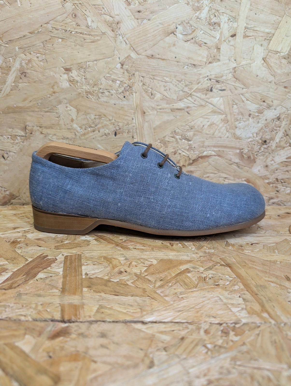 Shelly's Casual Mod Shoes Mens UK 8 Light Sky Blue Lace Canvas Oxford Vintage