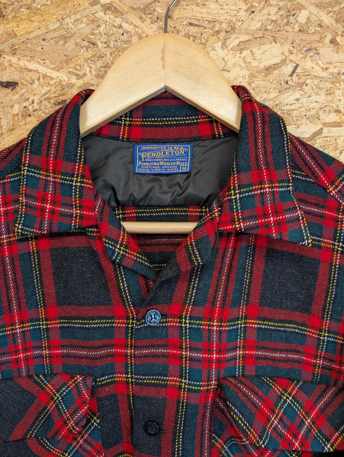 Pendleton Lodge Shirt Medium Red Green Black Tartan Check Plaid Wool Vintage