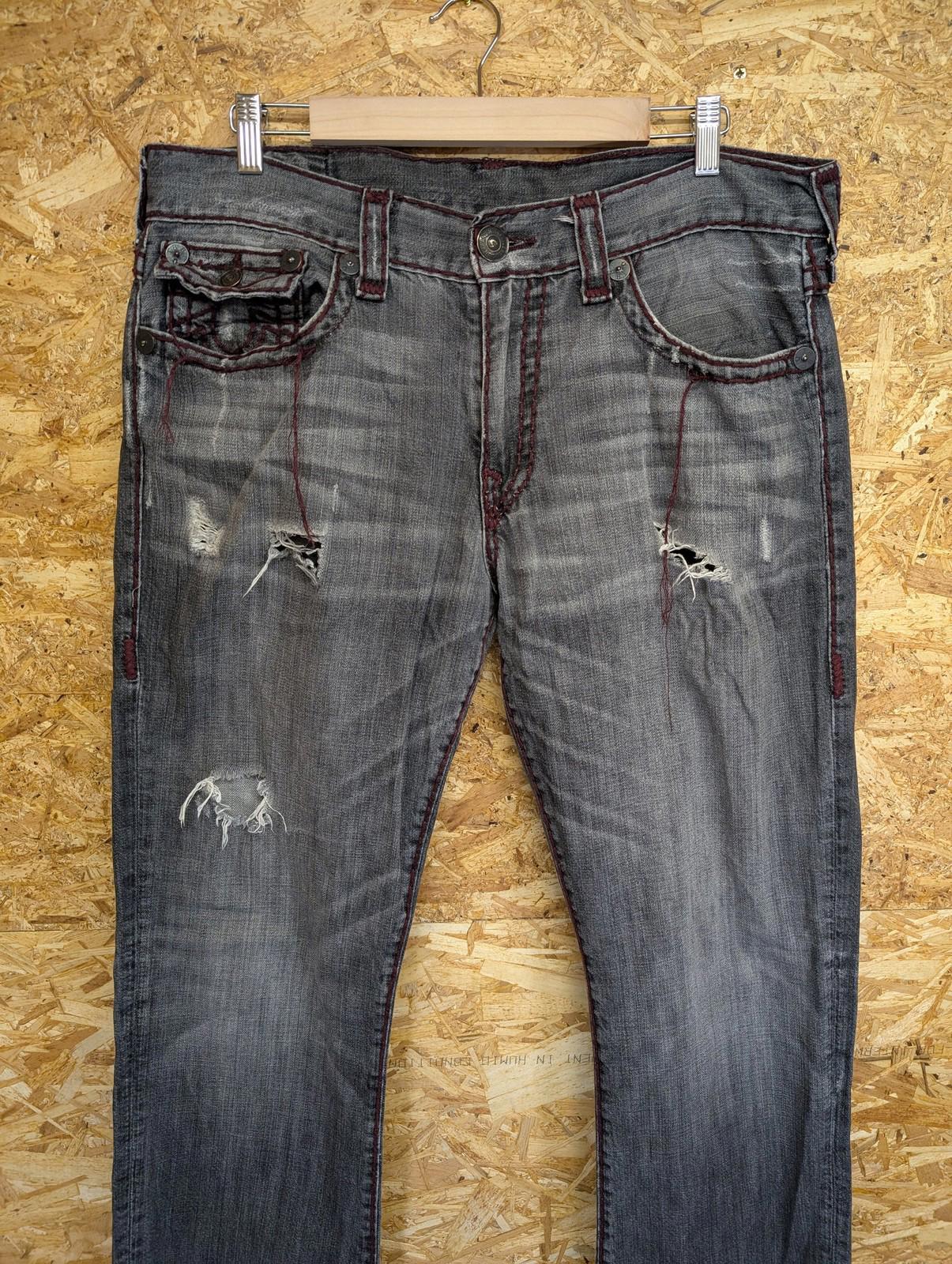 True Religion Ricky Jeans W36 L34 Men Relaxed Straight Distressed Grey Denim