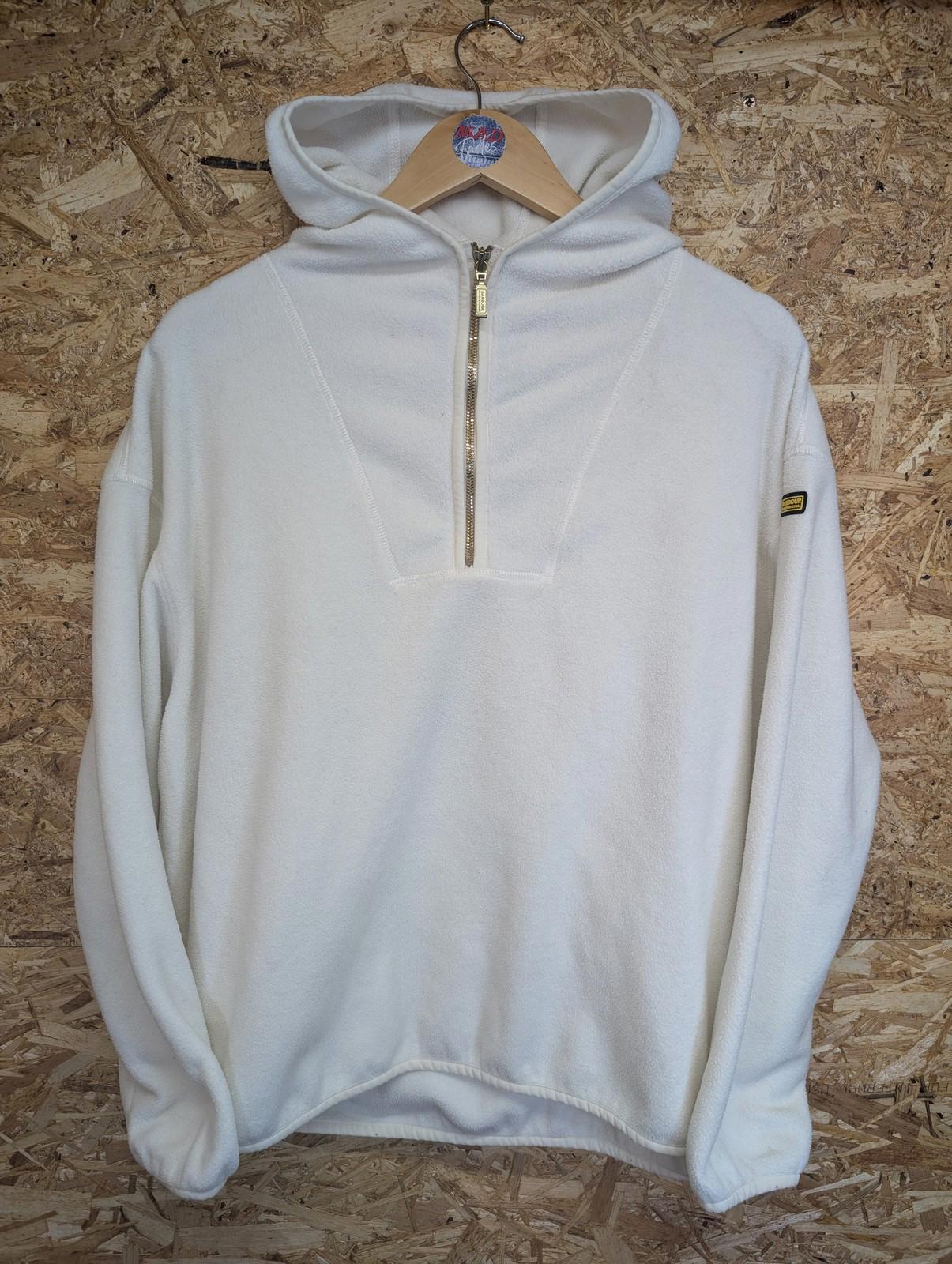 Barbour International Hoodie Size UK 10 Women Pullover Fleece Ivory Cream White