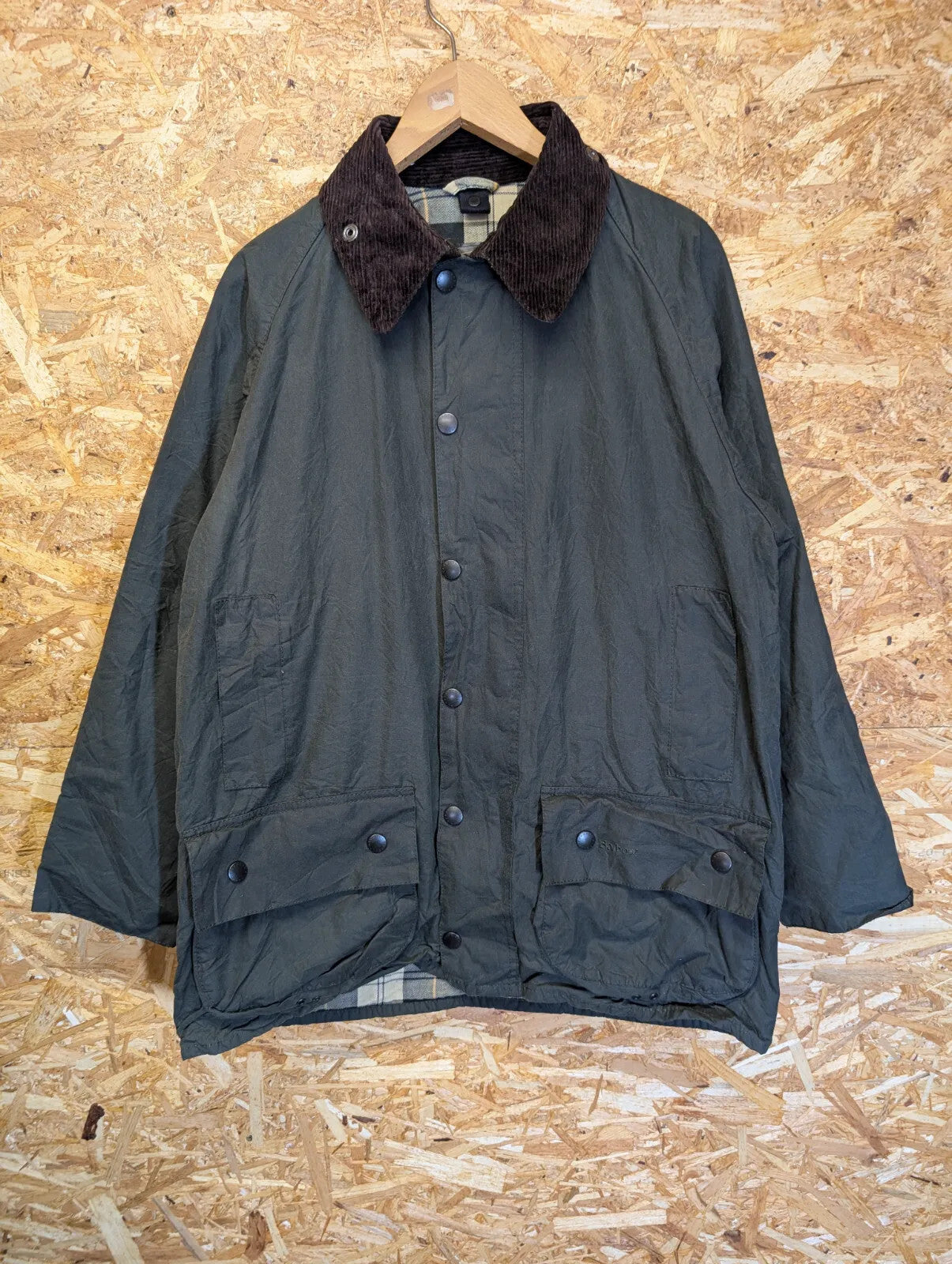 Barbour Beaufort Wax Jacket Mens C40 Medium Green Cotton Corduroy Made England