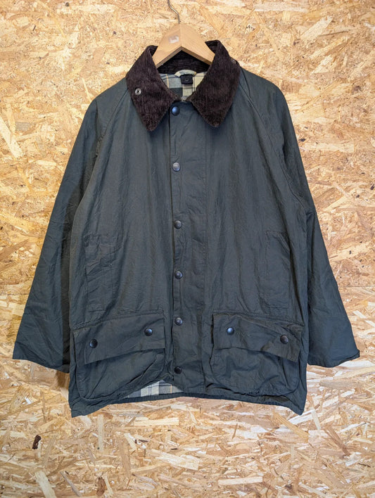 Barbour Beaufort Wax Jacket Mens C40 Medium Green Cotton Corduroy Made England