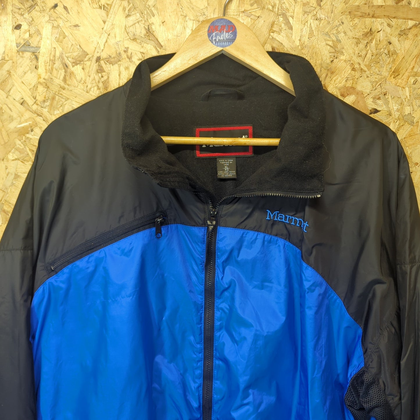 Marmot DriClimate Fleece Lined Windbreaker Jacket Black Blue Full Zip Mens XL