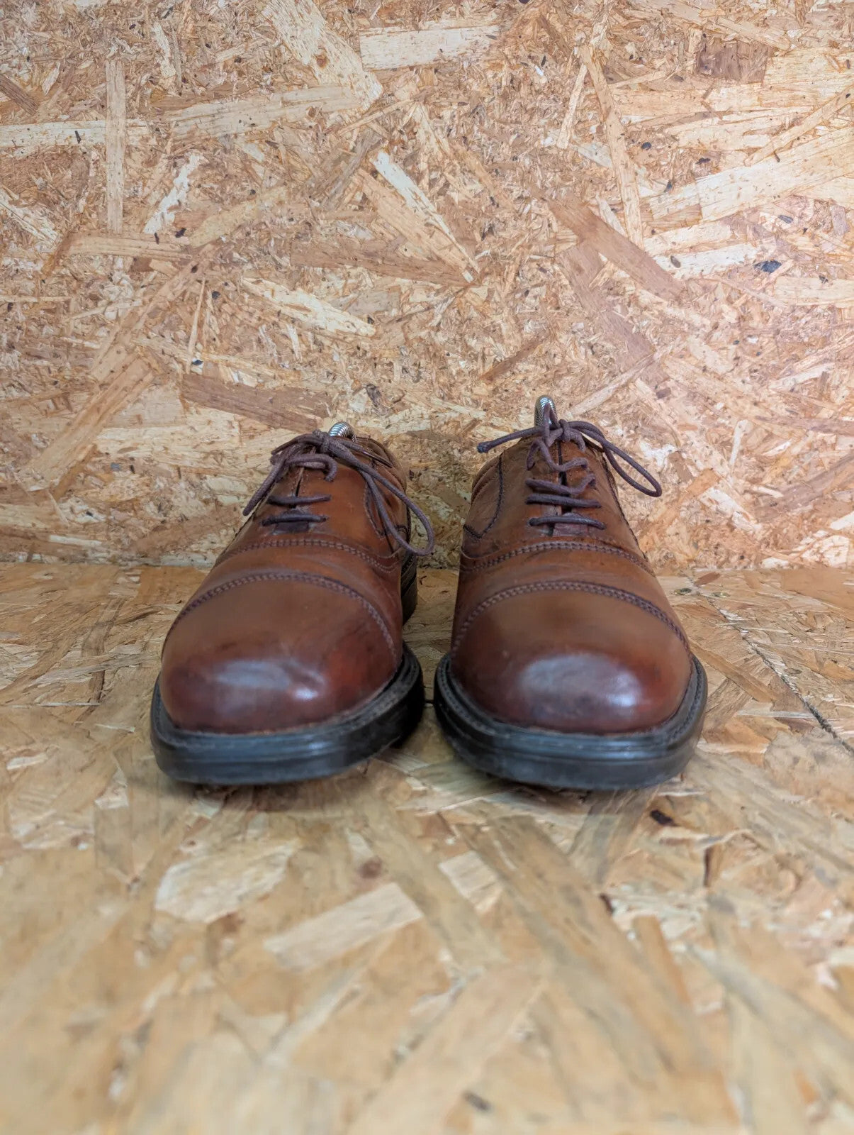Oakridge Derby Shoes Mens UK6 Brown Leather Brogue Lace Up Dress Shoes Vintage