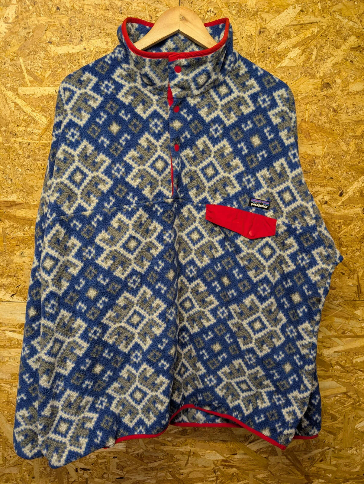 Patagonia Synchilla Fleece Pullover Men XL Snap-T Aztec Aurora Blue Pattern