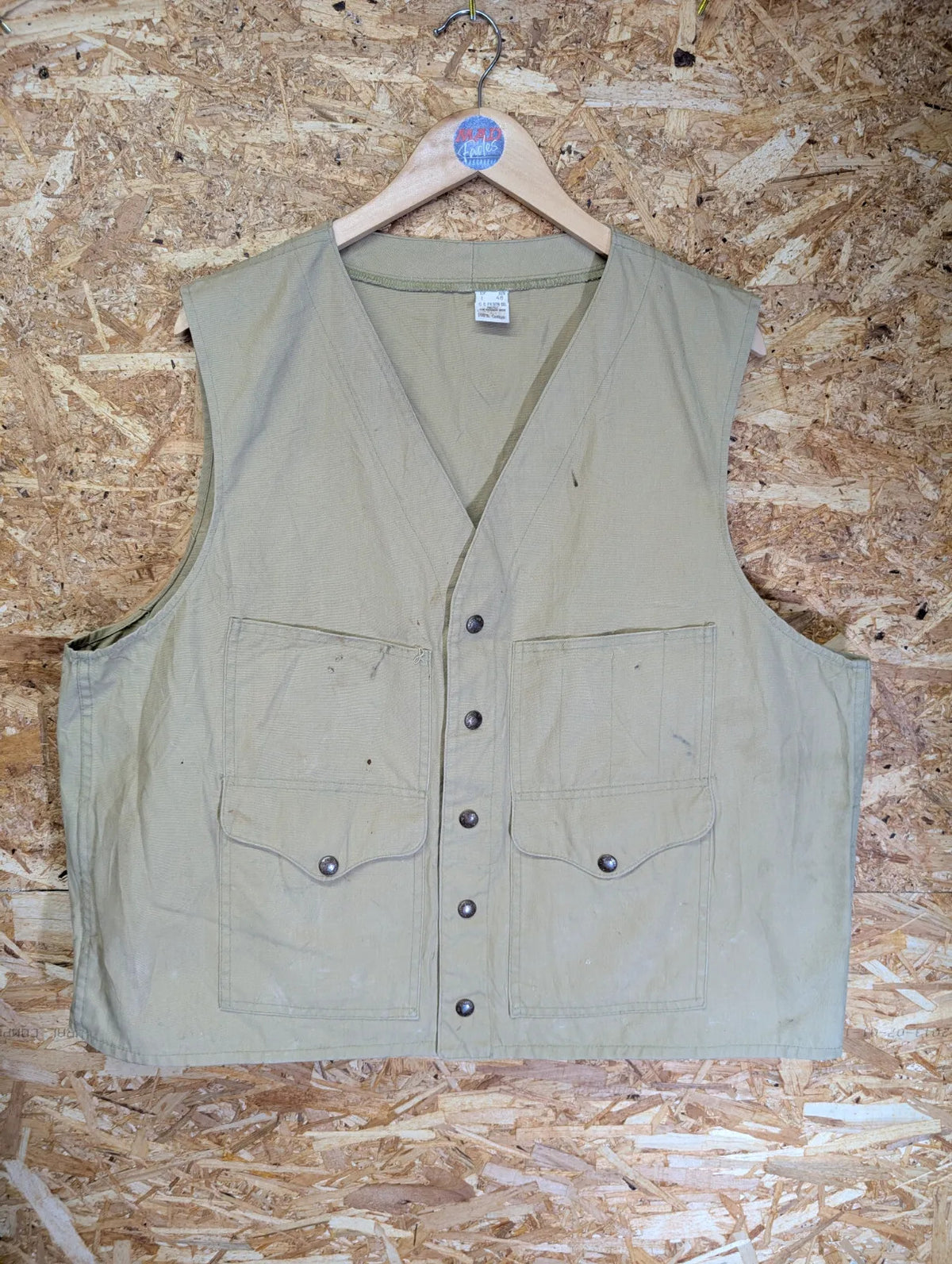 Vintage Filson Dry Cloth Vest 48 XXL Gilet Tan Made USA Canvas Heritage Tin 60s