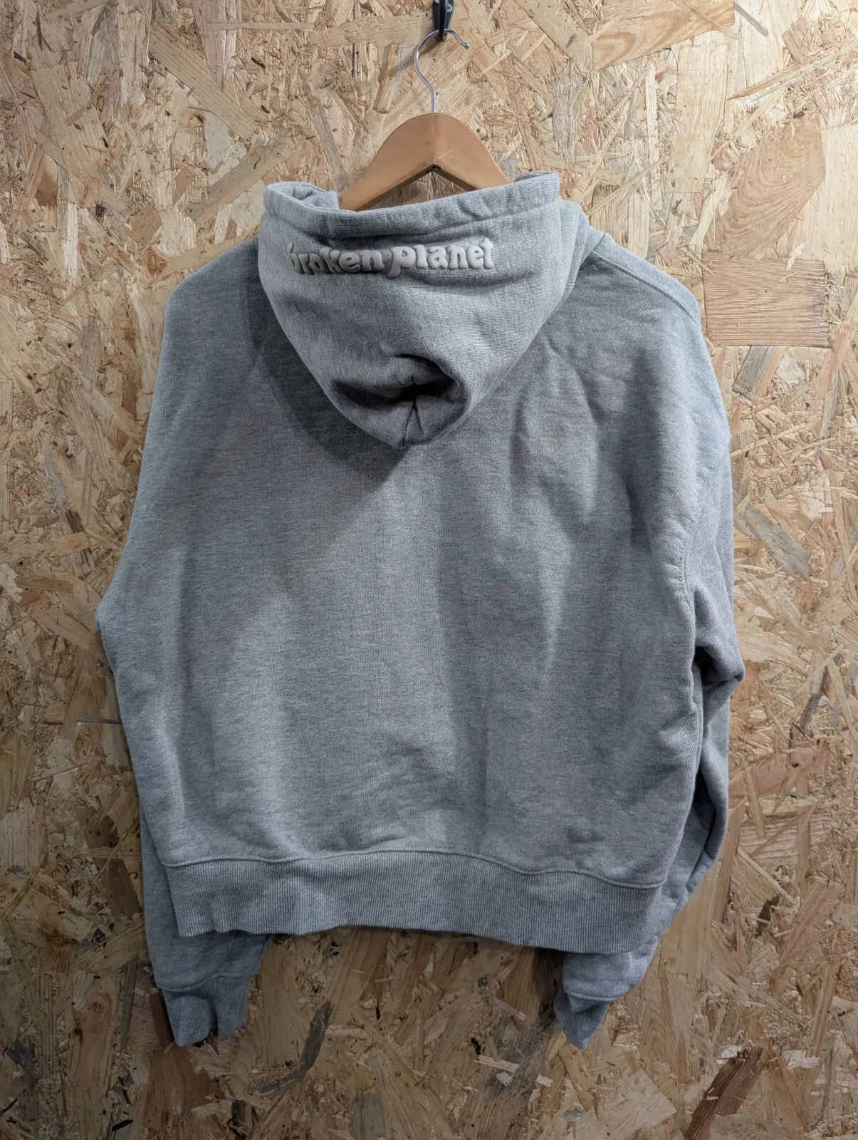 Broken Planet Zip Hoodie Womens XS Grey Oversized Organic Cotton Zip Puff Logo
