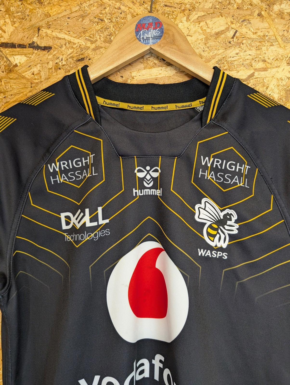 London Wasps Rugby Shirt Medium Men 2021-22 Short Sleeve Hummel Vodafone Black
