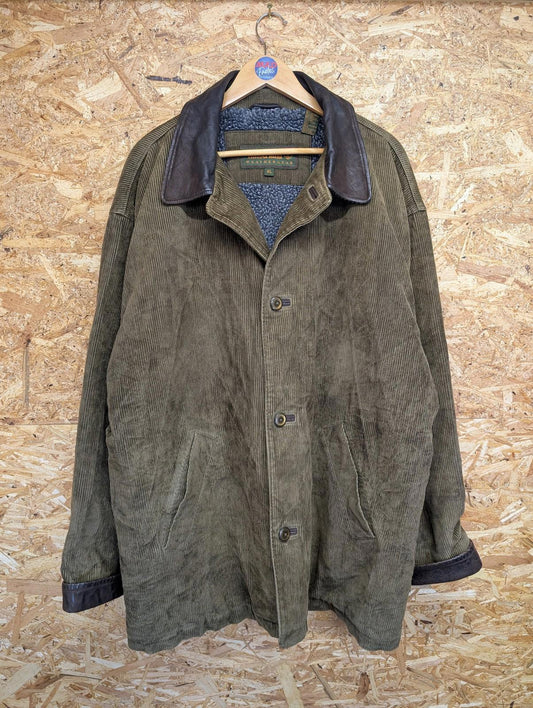 Timberland Vintage 90s Cord Jacket Mens XL Weathergear Corduroy Fleece Leather