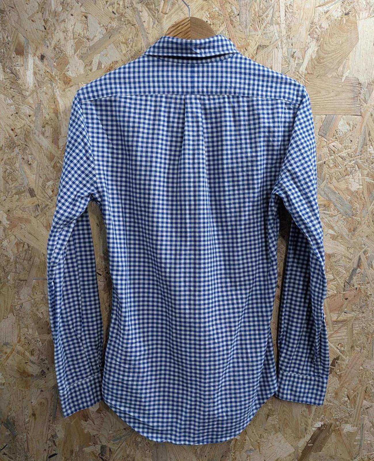Ralph Lauren Shirt XS Men Blue White Gingham Check L/S Button Collar Polo Slim