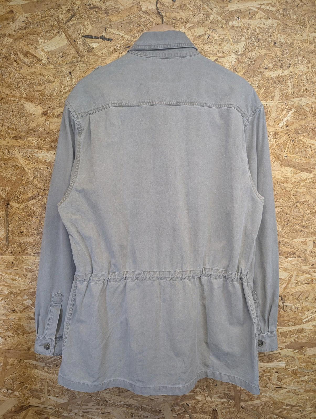 Cabelas Safari Chore Jacket Large Men USA Button Pockets Epaulettes Grey Khaki