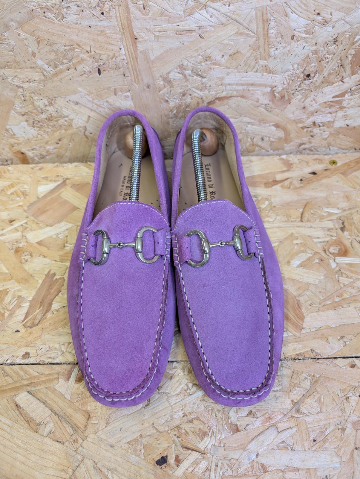 Luciano Di Roma Suede Purple Loafers Driving Shoes Made Italy Slip On 9 UK 43 EU