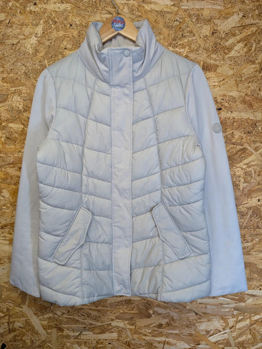 Barbour Hayle Quilt Jacket Womens UK 14 Light Cream Grey Puffer Fibre Down