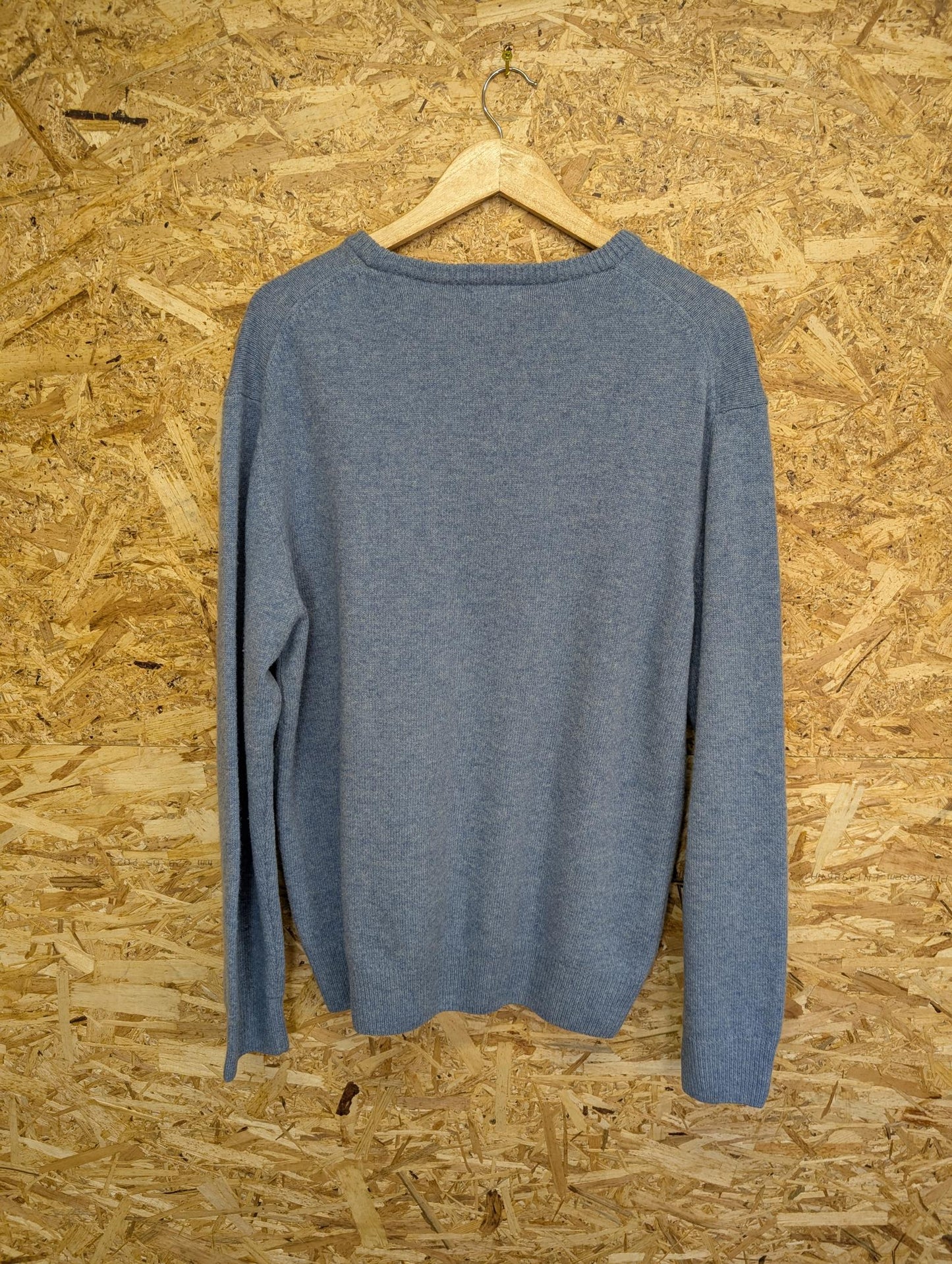 Gant Crew Neck Mens Jumper Knit 100% Lambswool Sky Blue Large