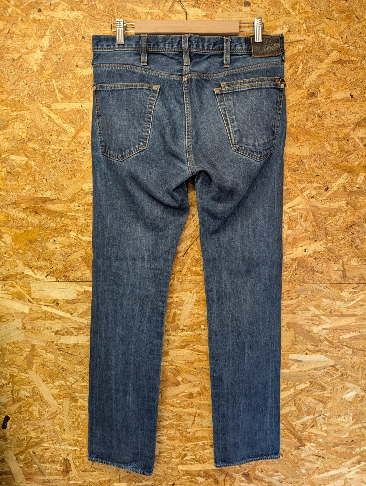 Paul Smith Jeans Mens W32 L34 Blue Denim Slim Straight 400M Button Leather Patch