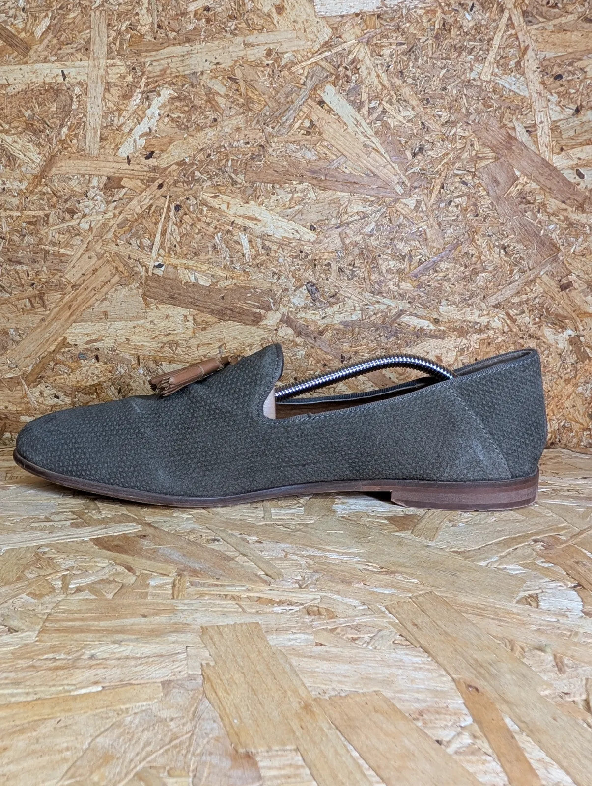 Kurt Geiger Tassel Loafers Mens UK 11 EU 45 Grey Tan Leather Slip On Smart