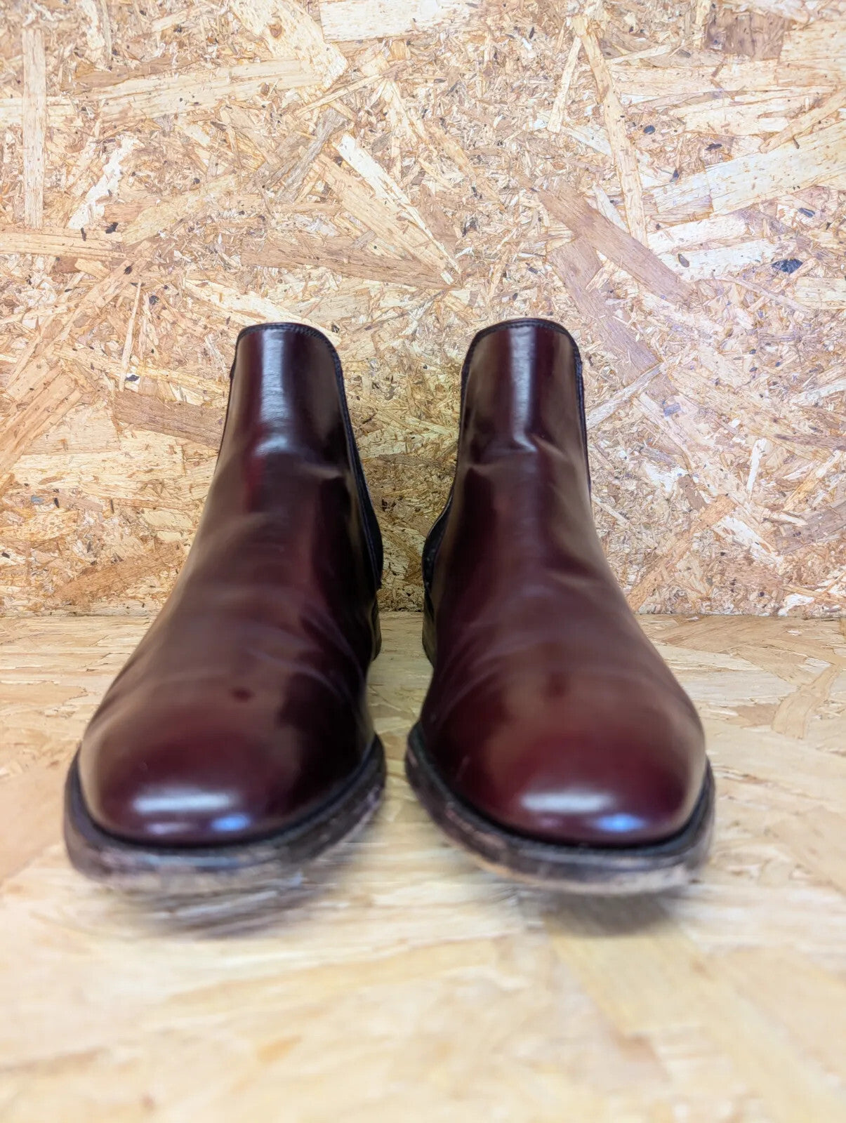 Loake Burgundy Leather Chelsea Boots Mens UK 7 England Made Slip-On Derby 1880